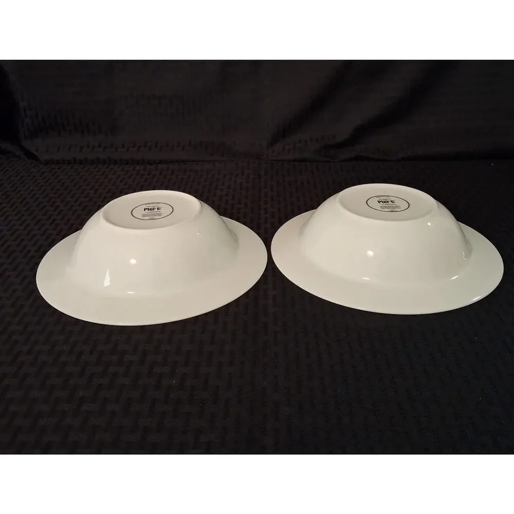 Pier 1 One 8 1/2” Luminous Set of 2 White Soup Pasta Bowls
